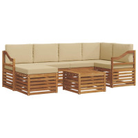 Produktbild för Sektionsoffgrupp 7 pcs Naturlig och Beige Massivt Akaciaträ