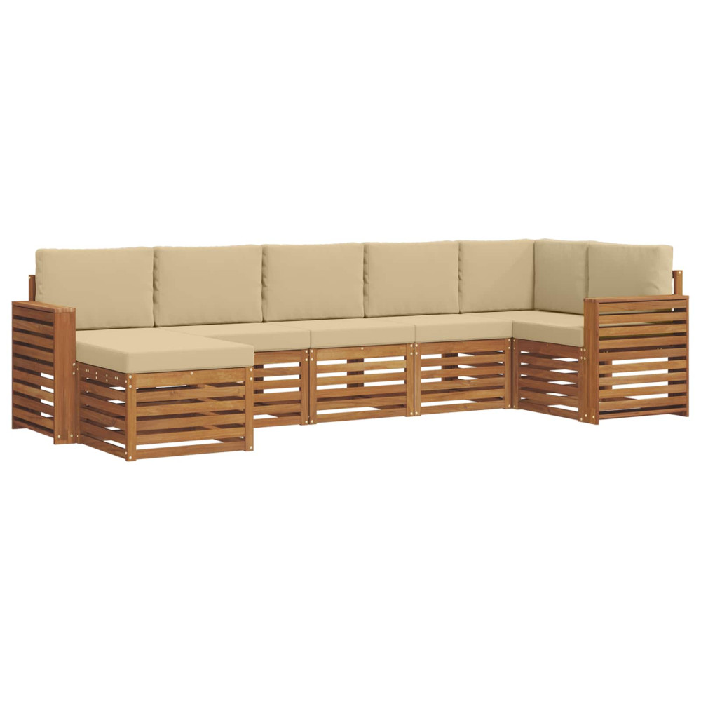 Produktbild för Sektionsoffgrupp 7 pcs Naturlig och Beige Massivt Akaciaträ