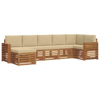 Produktbild för Sektionsoffgrupp 7 pcs Naturlig och Beige Massivt Akaciaträ