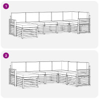 Produktbild för Sektionsoffgrupp 7 pcs Naturlig och Grädde Massivt Akaciaträ