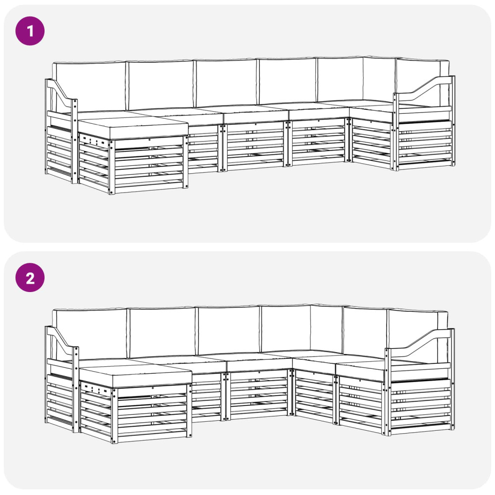 Produktbild för Sektionsoffgrupp 7 pcs Naturlig och Grädde Massivt Akaciaträ