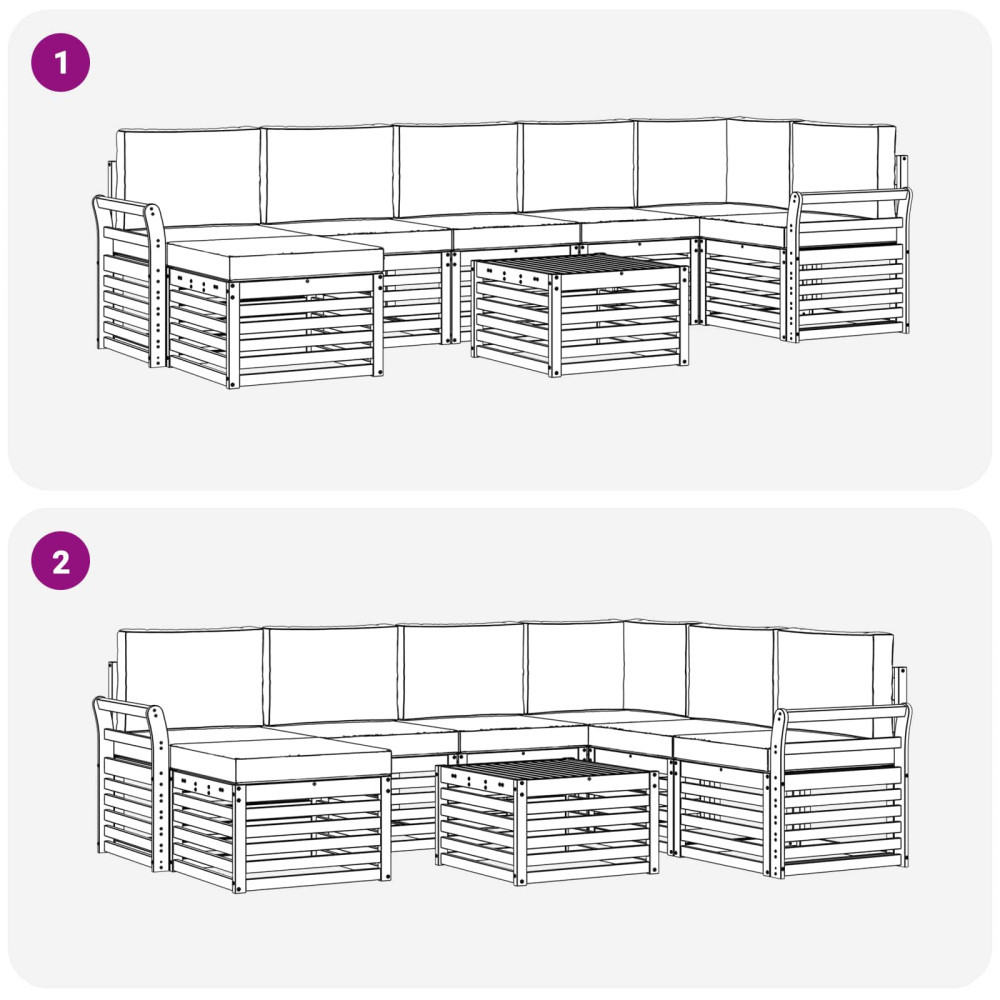Produktbild för Utomhussoffset 8 pcs Naturlig och Antracit Massivt Akaciaträ