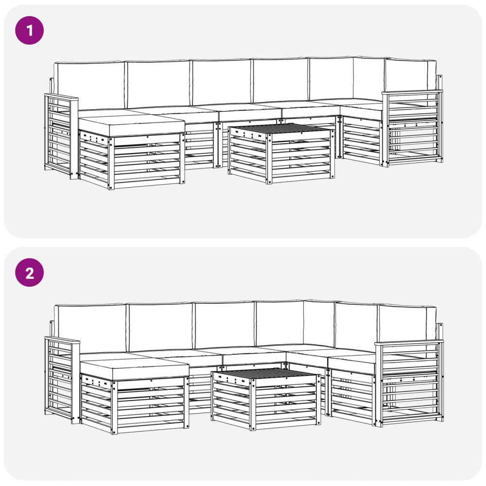 Produktbild för Utomhussoffset 8 pcs Naturlig och Grädde Massivt Akaciaträ