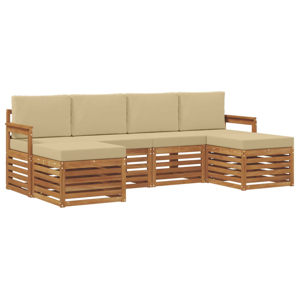 Produktbild för Soffgrupper 6 pcs Naturlig och Beige Massivt Akaciaträ