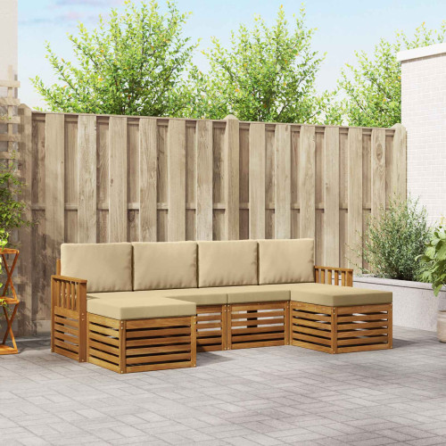 vidaXL Soffgrupper 6 pcs Naturlig och Beige Massivt Akaciaträ