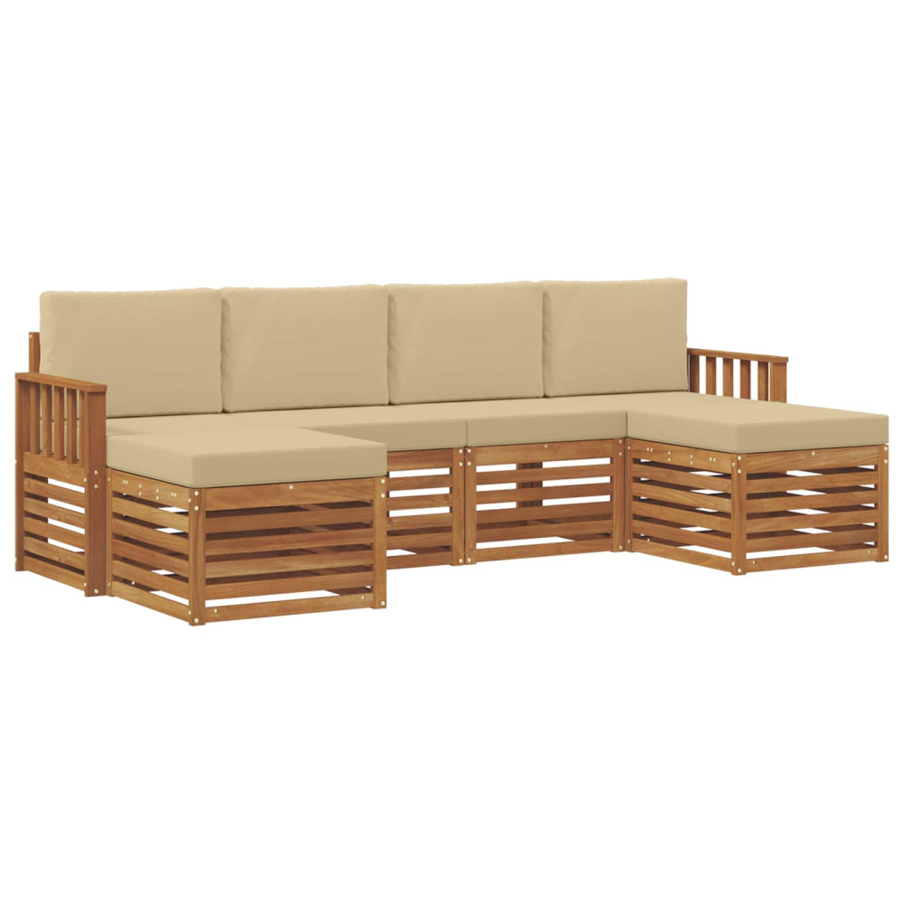 Produktbild för Soffgrupper 6 pcs Naturlig och Beige Massivt Akaciaträ