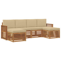Produktbild för Soffgrupper 6 pcs Naturlig och Beige Massivt Akaciaträ