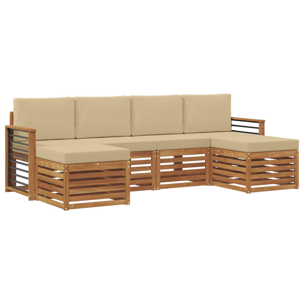 Produktbild för Soffgrupper 6 pcs Naturlig och Beige Massivt Akaciaträ