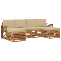 Produktbild för Soffgrupper 6 pcs Naturlig och Beige Massivt Akaciaträ