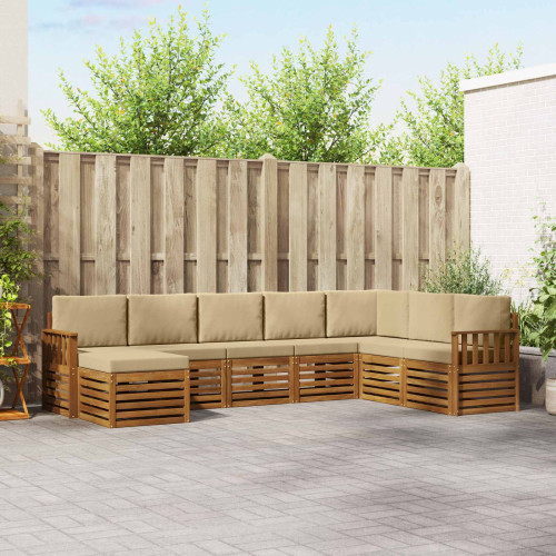 vidaXL Utomhussoffset 8 pcs Naturlig och Beige Massivt Akaciaträ