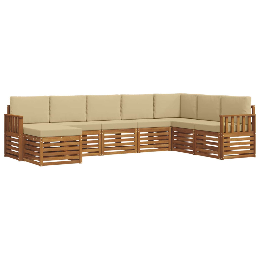Produktbild för Utomhussoffset 8 pcs Naturlig och Beige Massivt Akaciaträ