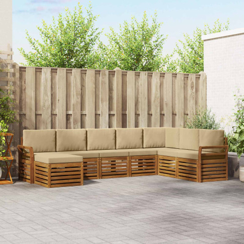vidaXL Utomhussoffset 8 pcs Naturlig och Beige Massivt Akaciaträ