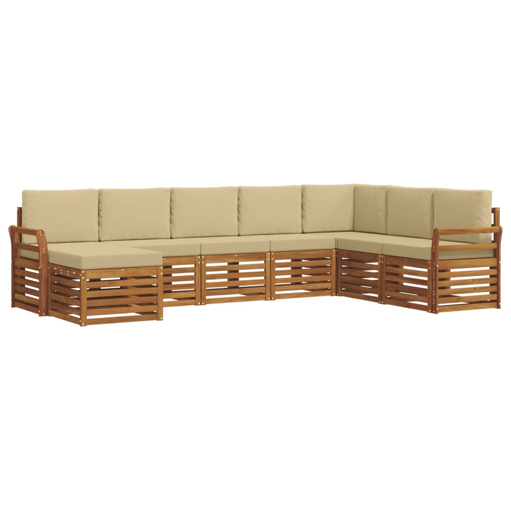 Produktbild för Utomhussoffset 8 pcs Naturlig och Beige Massivt Akaciaträ