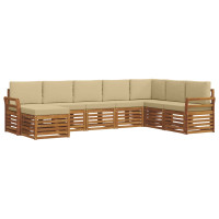 Produktbild för Utomhussoffset 8 pcs Naturlig och Beige Massivt Akaciaträ