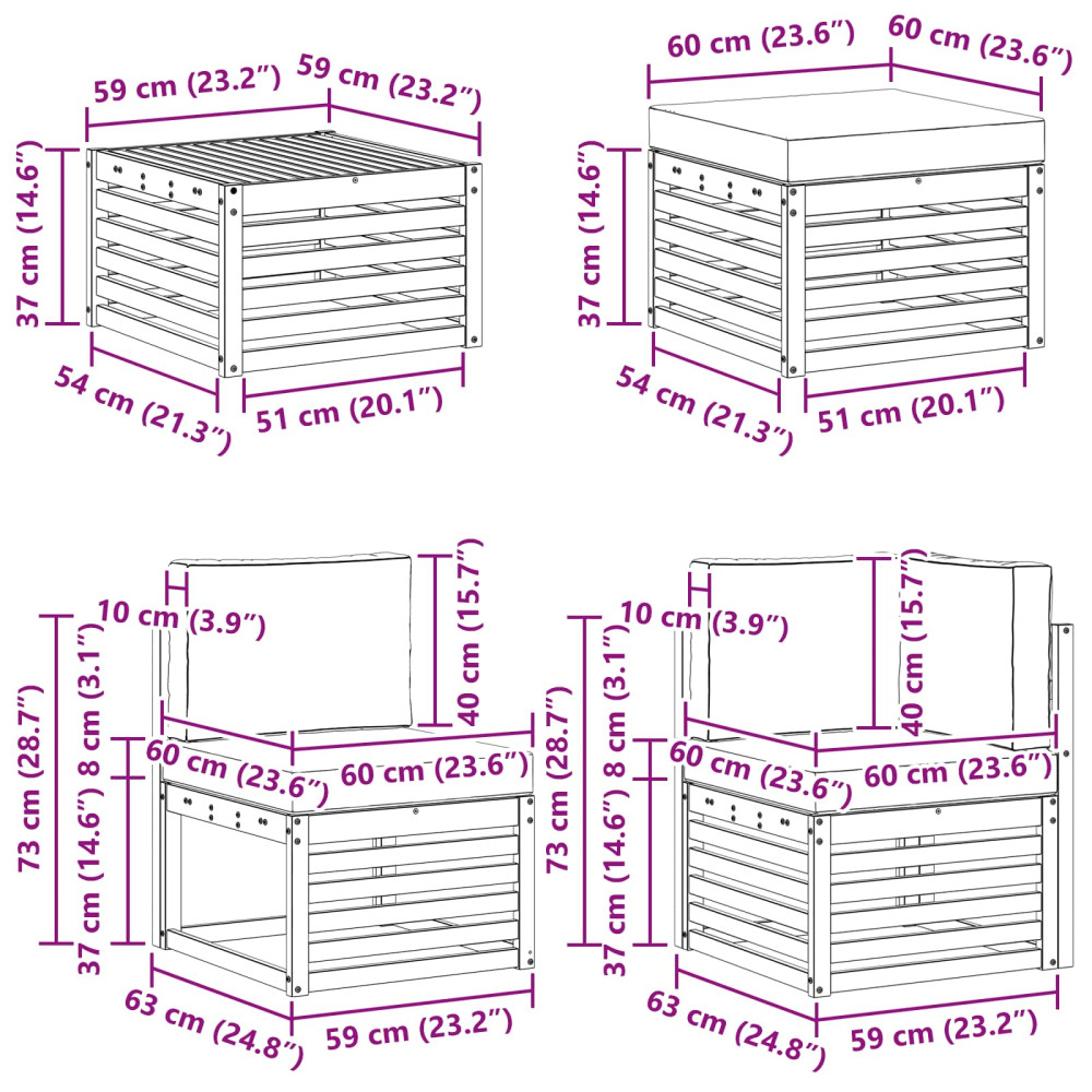 Produktbild för Utomhussoffset 9 pcs Naturlig och Antracit Massivt Akaciaträ