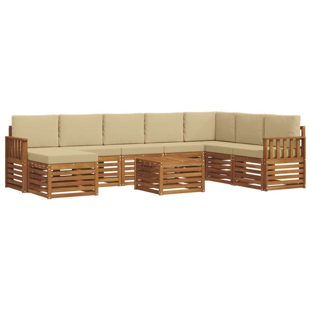 Produktbild för Utomhussoffset 9 pcs Naturlig och Beige Massivt Akaciaträ