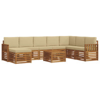 Produktbild för Utomhussoffset 9 pcs Naturlig och Beige Massivt Akaciaträ