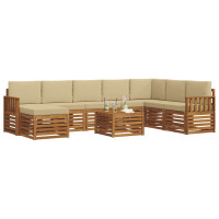 Produktbild för Utomhussoffset 9 pcs Naturlig och Beige Massivt Akaciaträ