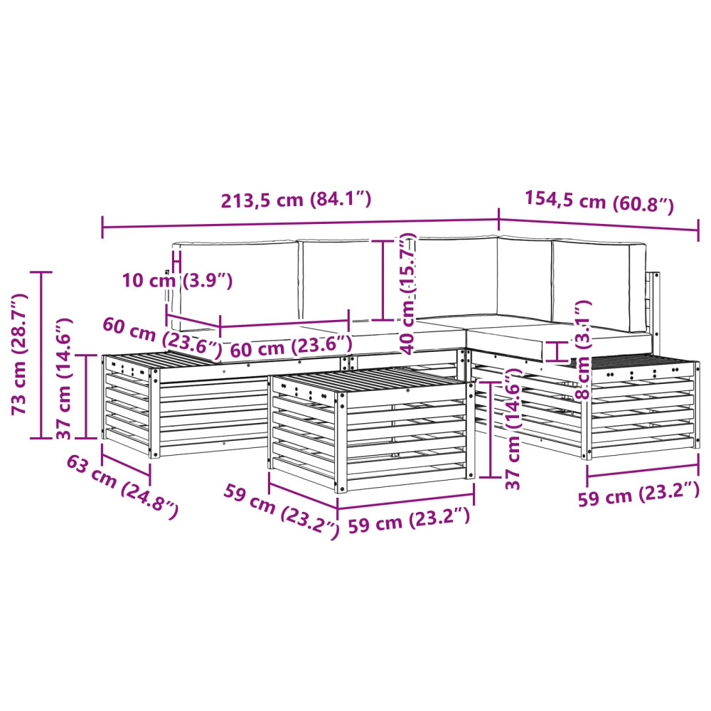 Produktbild för Utomhussoffset med kudde Naturlig och Antracit 59 x 59 x 37 cm