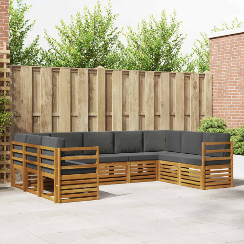 vidaXL Sektionsoffgrupp med kudde 9 pcs Naturlig och Antracit