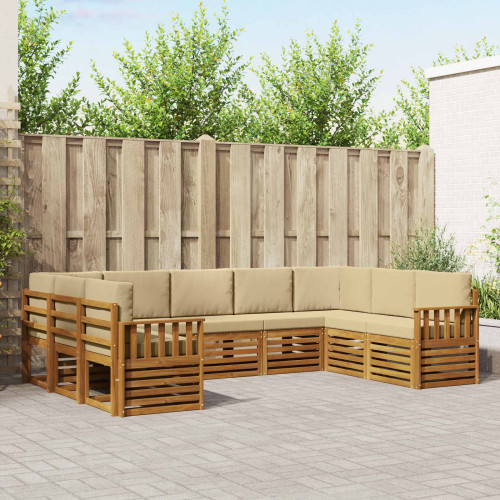 vidaXL Sektionsoffgrupp med kudde 9 pcs Naturlig och Beige