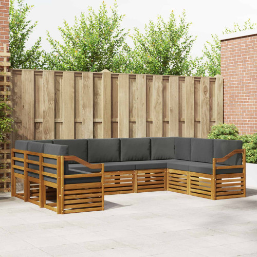 vidaXL Sektionsoffgrupp med kudde 9 pcs Naturlig och Antracit