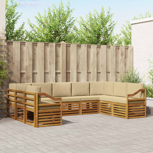 vidaXL Sektionsoffgrupp med kudde 9 pcs Naturlig och Beige