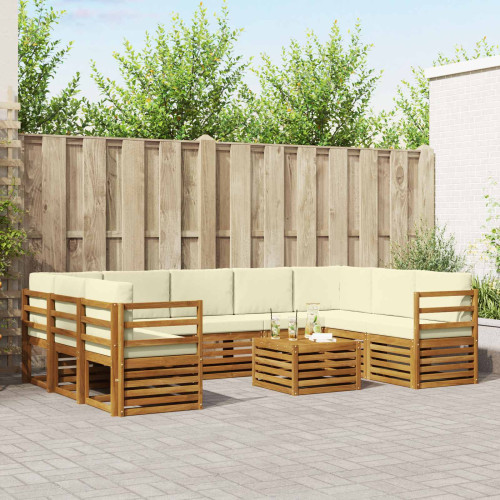 vidaXL Soffgrupper 10 pcs Naturlig och Grädde Massivt Akaciaträ