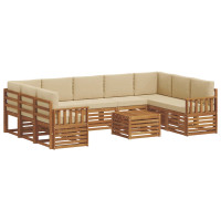 Produktbild för Soffgrupper 10 pcs Naturlig och Beige Massivt Akaciaträ