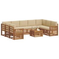 Produktbild för Soffgrupper 10 pcs Naturlig och Beige Massivt Akaciaträ