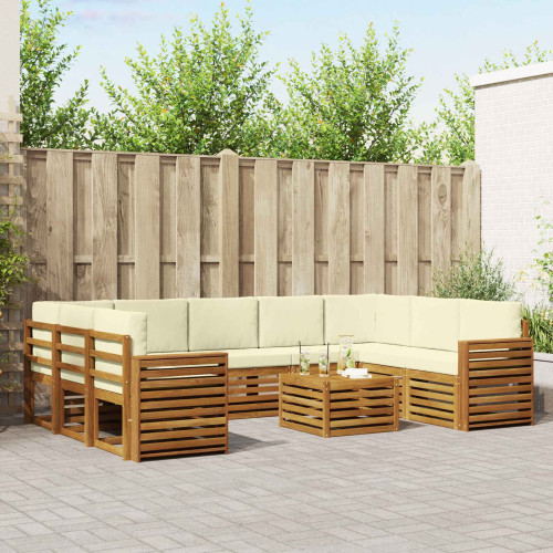 vidaXL Soffgrupper 10 pcs Naturlig och Grädde Massivt Akaciaträ