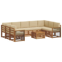 Produktbild för Soffgrupper 10 pcs Naturlig och Beige Massivt Akaciaträ