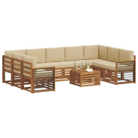 Produktbild för Soffgrupper 10 pcs Naturlig och Beige Massivt Akaciaträ