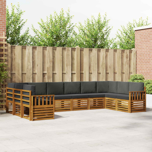 vidaXL Sektionsoffgrupp med kudde 10 pcs Naturlig och Antracit