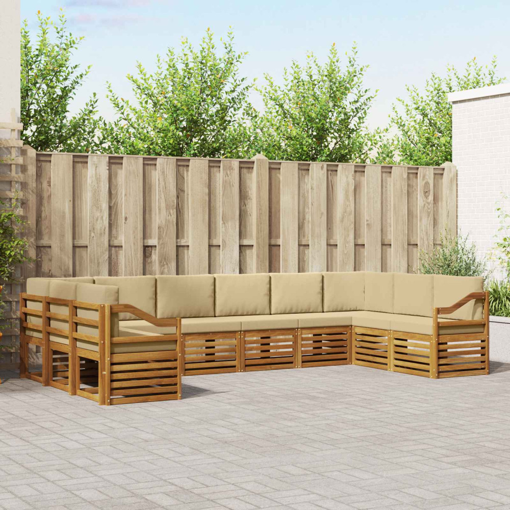 Produktbild för Sektionsoffgrupp med kudde 10 pcs Naturlig och Beige