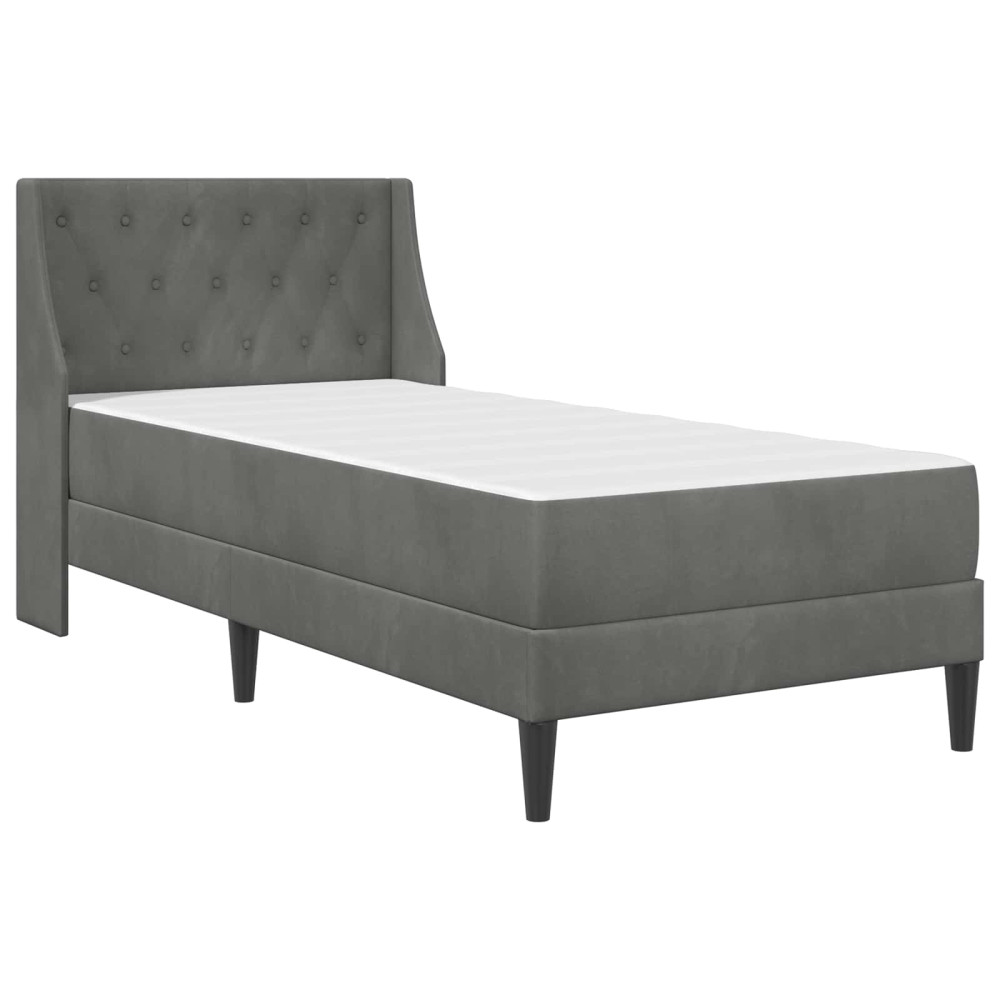 Produktbild för Sängram med madrass med madrass Mörkgrå 90 x 190 cm Sammet