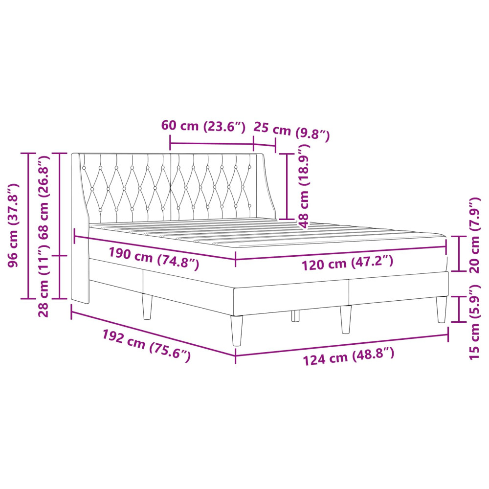 Produktbild för Sängram med madrass med madrass Mörkgrön 120 x 190 cm Sammet