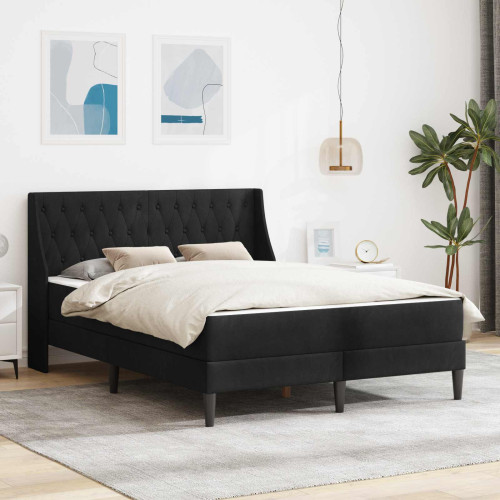 vidaXL Sängram med madrass med madrass Svart 120 x 190 cm Sammet