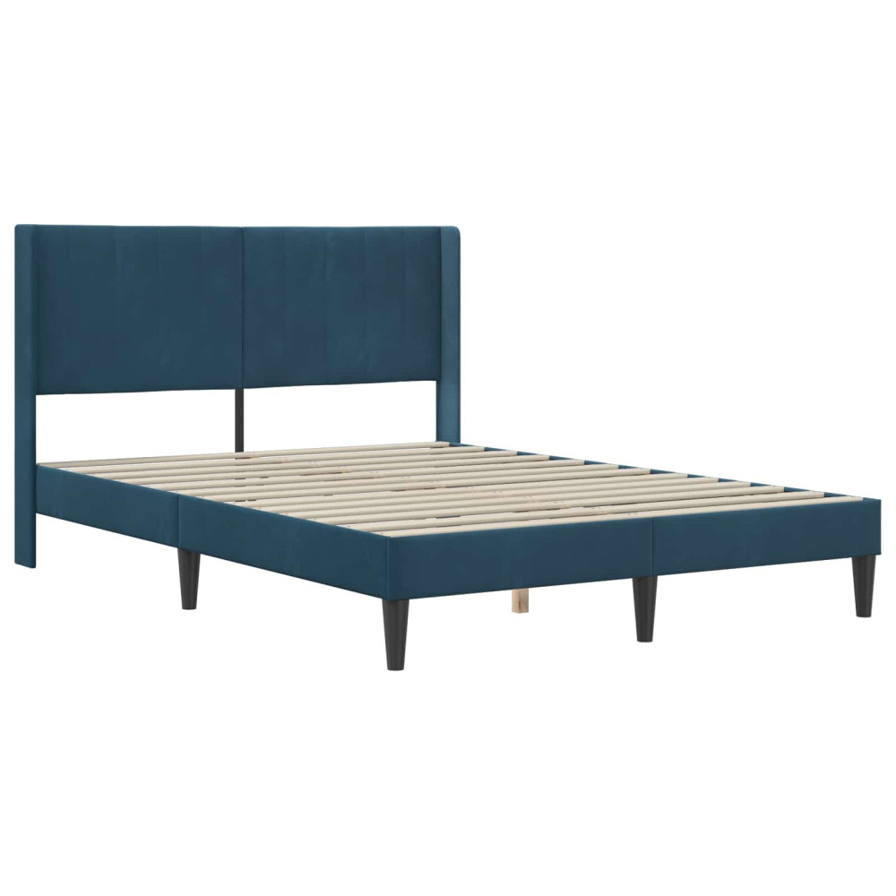 Produktbild för Sängram med madrass med huvudgavel Blå 120 x 190 cm Sammet