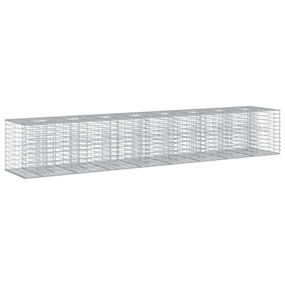 Produktbild för Gabion upphöjd säng 2 pcs Silver 340 x 60 x 55 cm