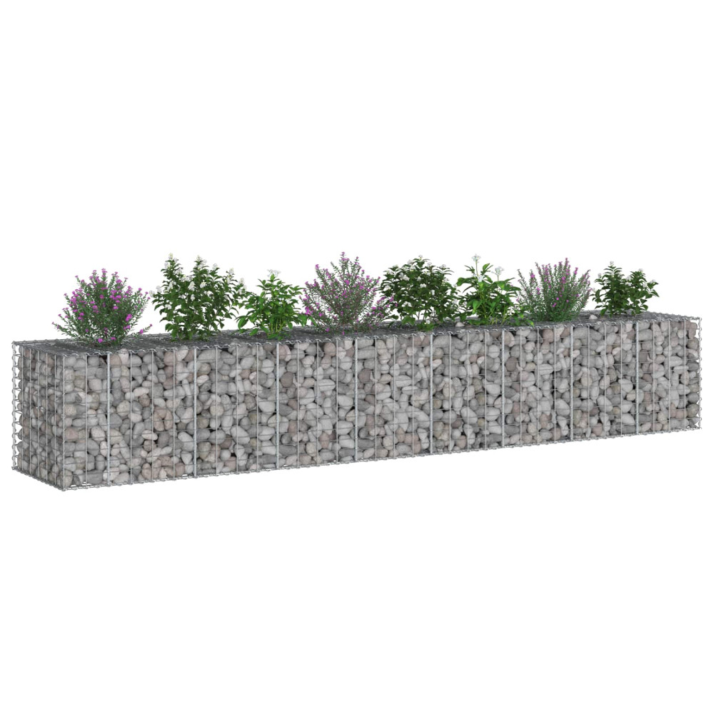 Produktbild för Gabion upphöjd säng 2 pcs Silver 340 x 60 x 55 cm