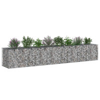 Produktbild för Gabion upphöjd säng 2 pcs Silver 340 x 60 x 55 cm