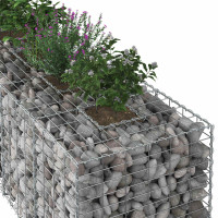 Produktbild för Gabion upphöjd säng 2 pcs Silver 340 x 60 x 55 cm