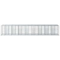 Produktbild för Gabion upphöjd säng 2 pcs Silver 340 x 60 x 55 cm