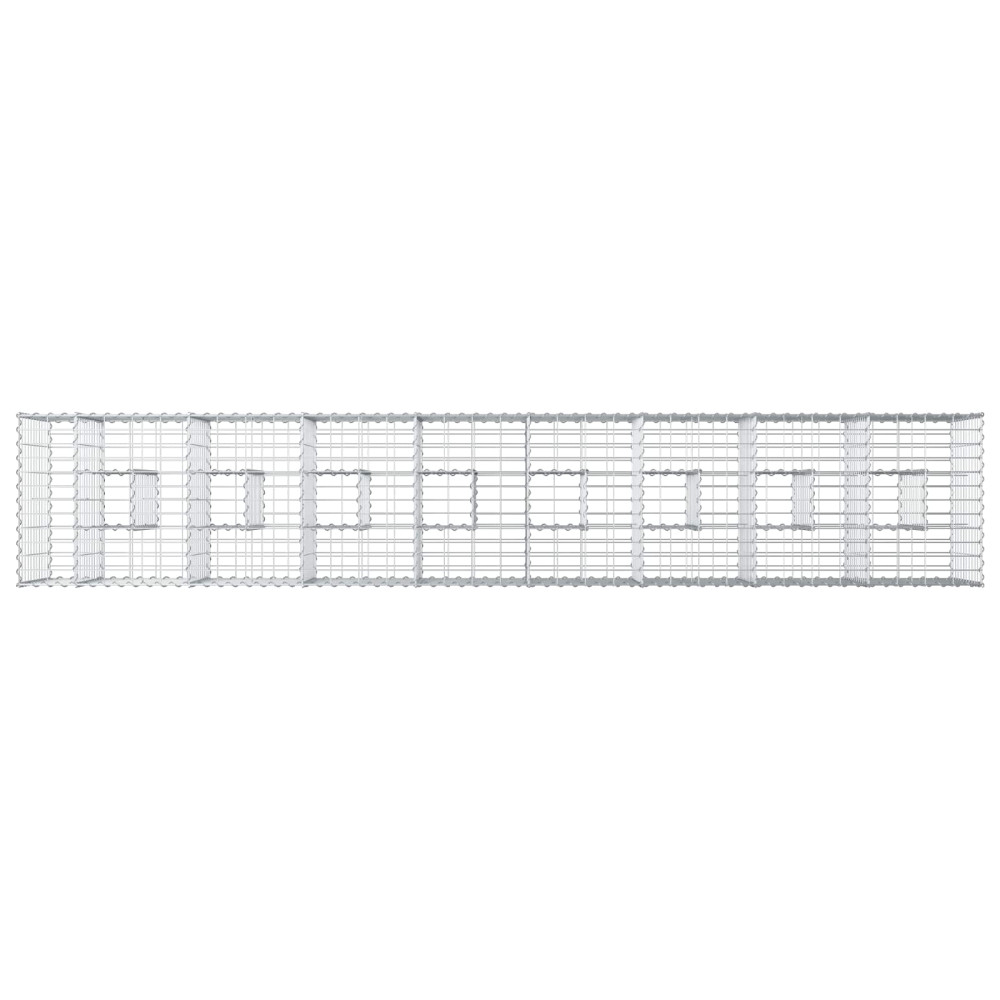Produktbild för Gabion upphöjd säng 2 pcs Silver 340 x 60 x 55 cm