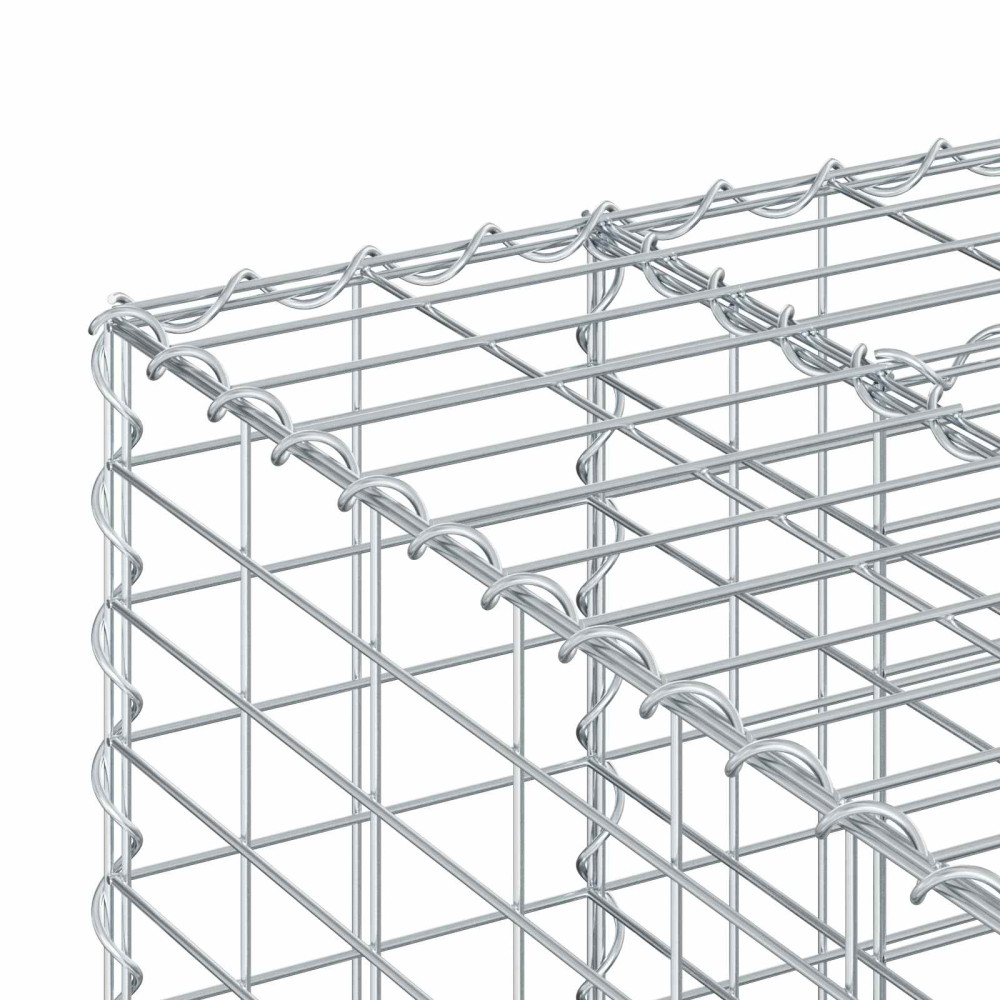 Produktbild för Gabion upphöjd säng 2 pcs Silver 340 x 60 x 55 cm