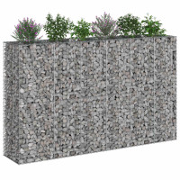 Produktbild för Gabion upphöjd säng 3 pcs Silver 250 x 50 x 150 cm