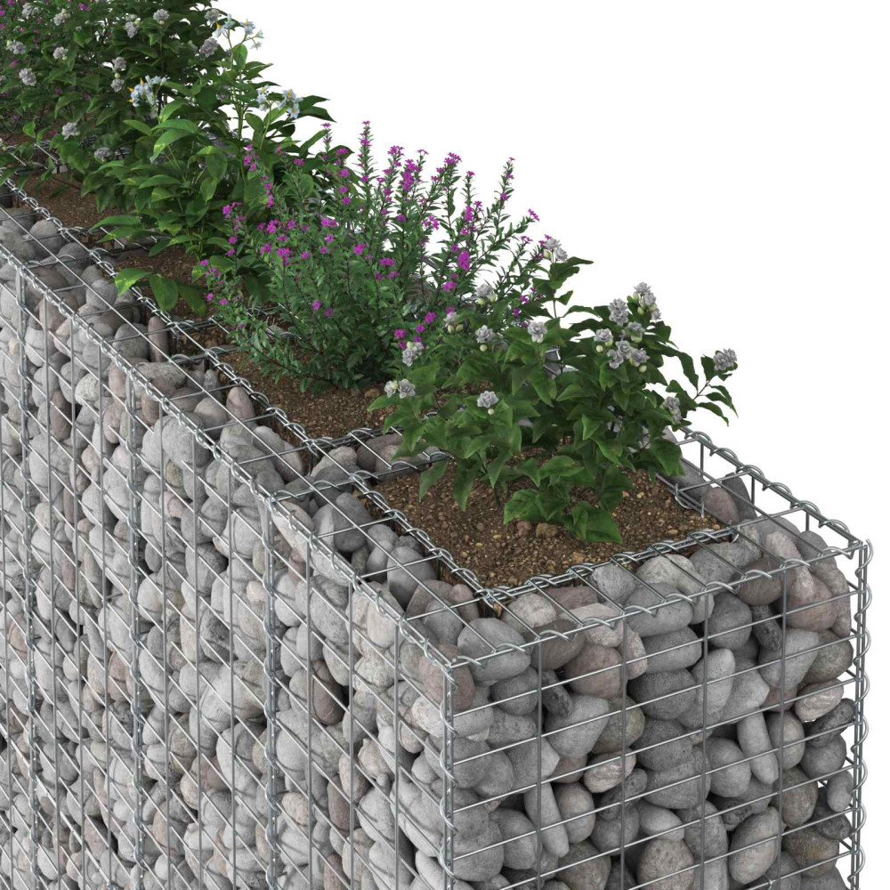 Produktbild för Gabion upphöjd säng 3 pcs Silver 250 x 50 x 150 cm