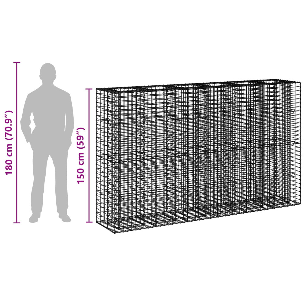 Produktbild för Gabion upphöjd säng 3 pcs Silver 250 x 50 x 150 cm