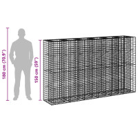 Produktbild för Gabion upphöjd säng 3 pcs Silver 250 x 50 x 150 cm